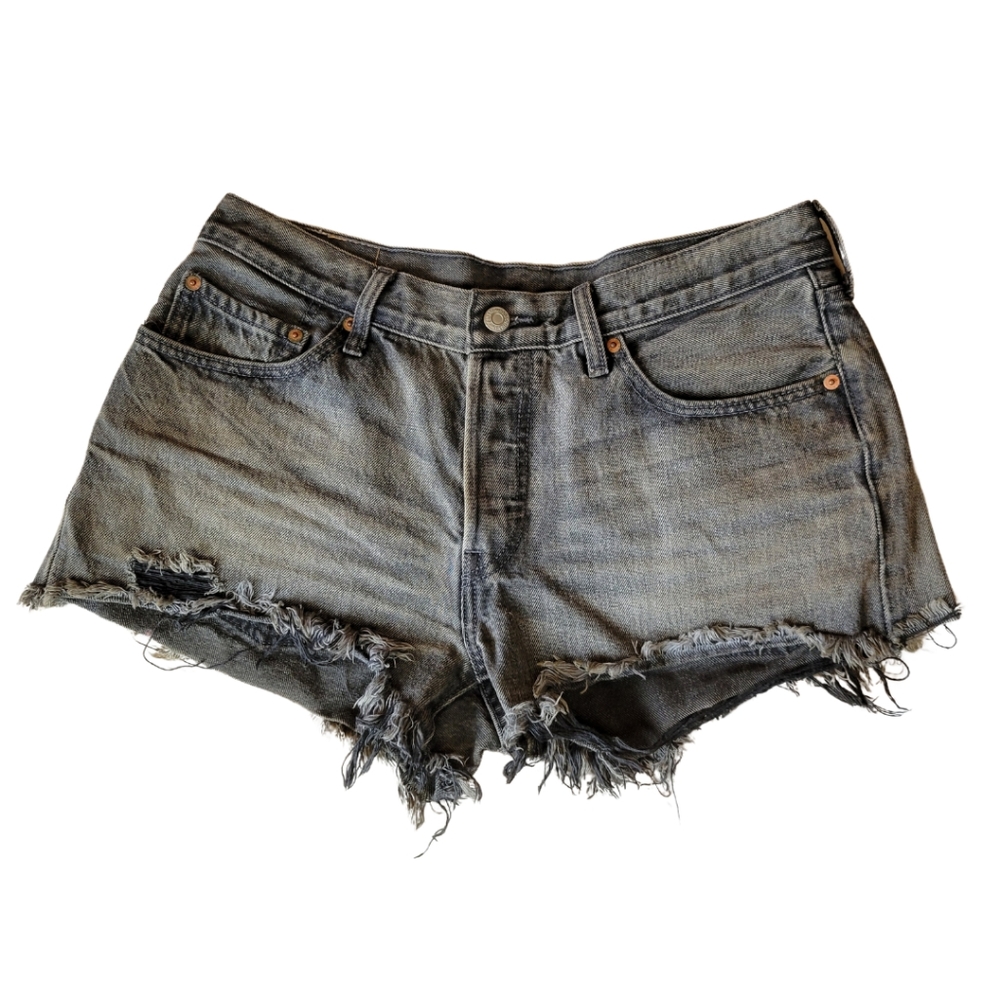 Levi's 501 cutoffs 30 Wide distressed dark denim short shorts